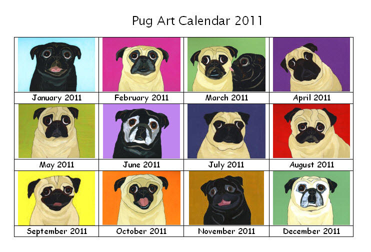 Pug Art Calendar 2011 - Preview