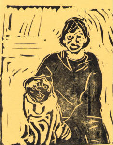 Self Portrait:  Hand Carved Stamp
