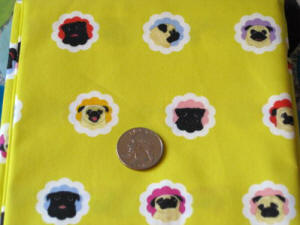 1 yard of Groovy Pugs - Sunny Yellow