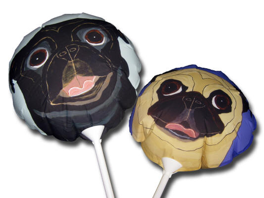 Balloons shown inflated - Pug Designs A70 &  A64 