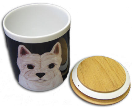 Wood lid has a rubber gasket for air tight freshenss.