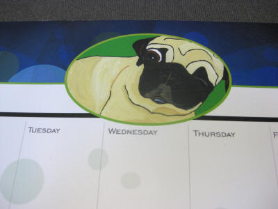 Close Up of Weekly Desk Planner - Pug Design A77