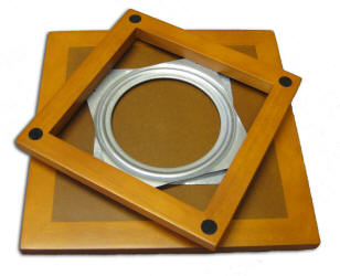 The top turns on a sturdy wooden base.