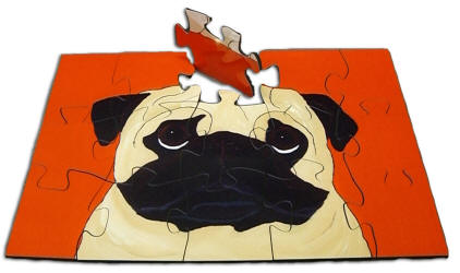 7 x 10 wood puzzle - Pug Design A41