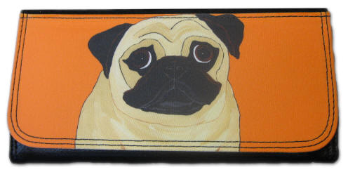 Large wallet ~ 3.5" x 7.25" ~ Pug Design A47