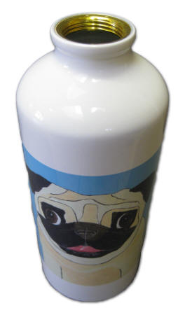 Top View - Water Bottle ~ Pug Design A28